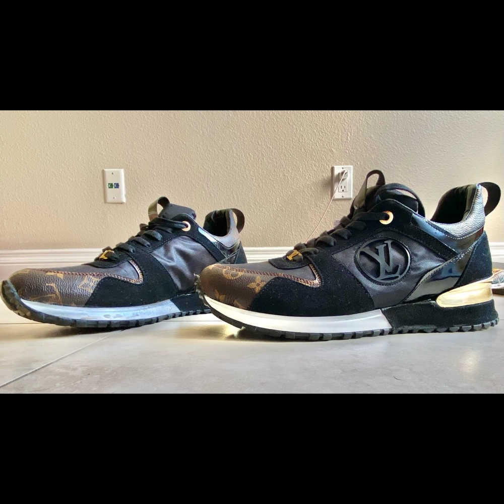 Louis Vuitton Black/Brown Mesh And Monogram Canvas Run Away Low Top Sneakers
